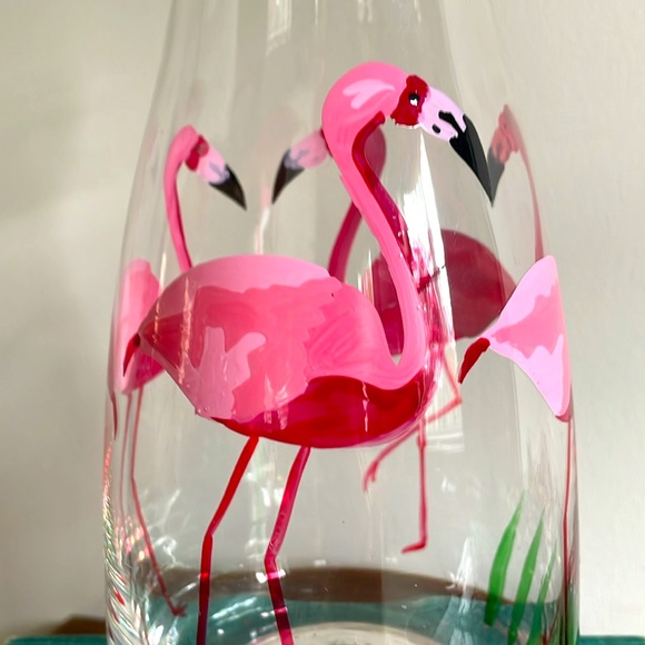 Pier 1 Fannie Flamingo Hand Painted Carafe- great condition - Picture 7 of 10